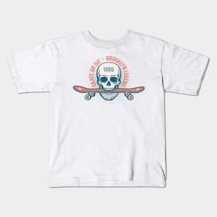 Skateboard and skull  retro emblem Kids T-Shirt